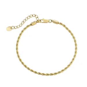 【NEW】18K Gold/White Gold Rope Chain Anklet  Bracelet KRKC