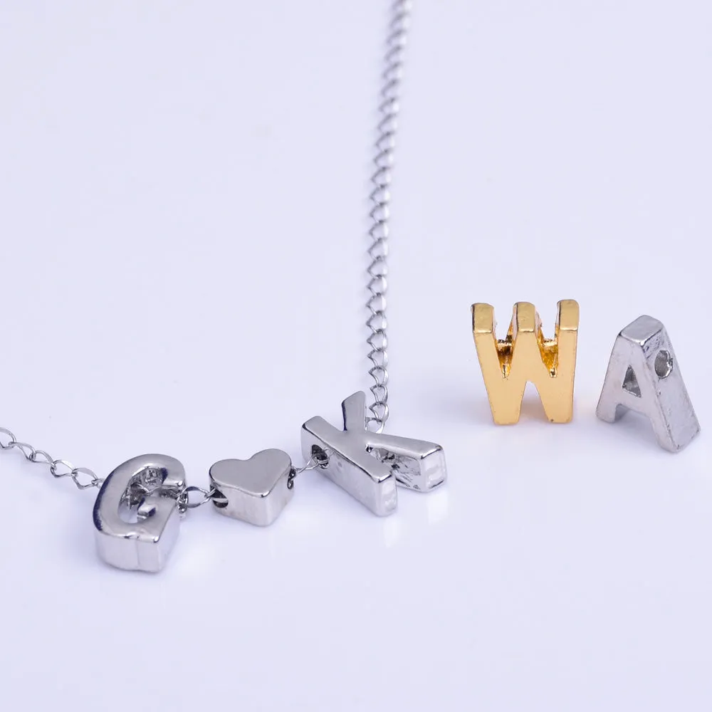 Nickel Alloy Letter Pendant Charm Capital letter Metal letter Finding Letter Initial Pendants for Personalize Necklaces " K " 10*6.5*3.5mm 10pcs