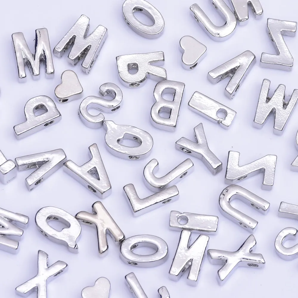 Nickel Alloy Letter Pendant Charm Capital letter Metal letter Finding Letter Initial Pendants for Personalize Necklaces " LOVE " 10*6.5*3.5mm 10pcs