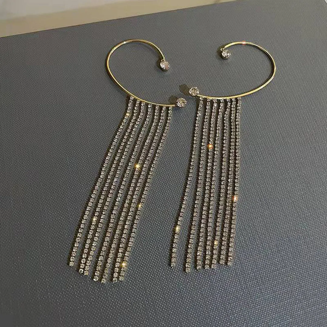 No Piercing Tassel Ear Cuff Korean Earrings 2 Pcs/Set