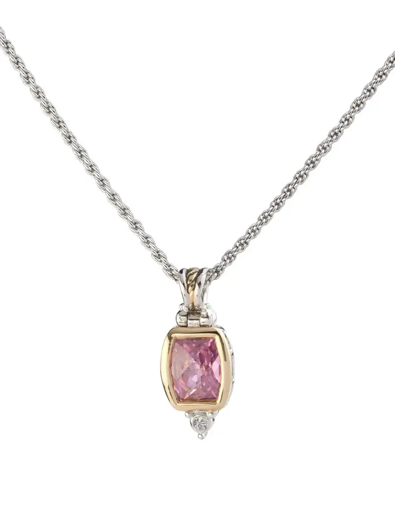Nouveau Collection - Barrel Cubic Zirconia Pendant with Chain