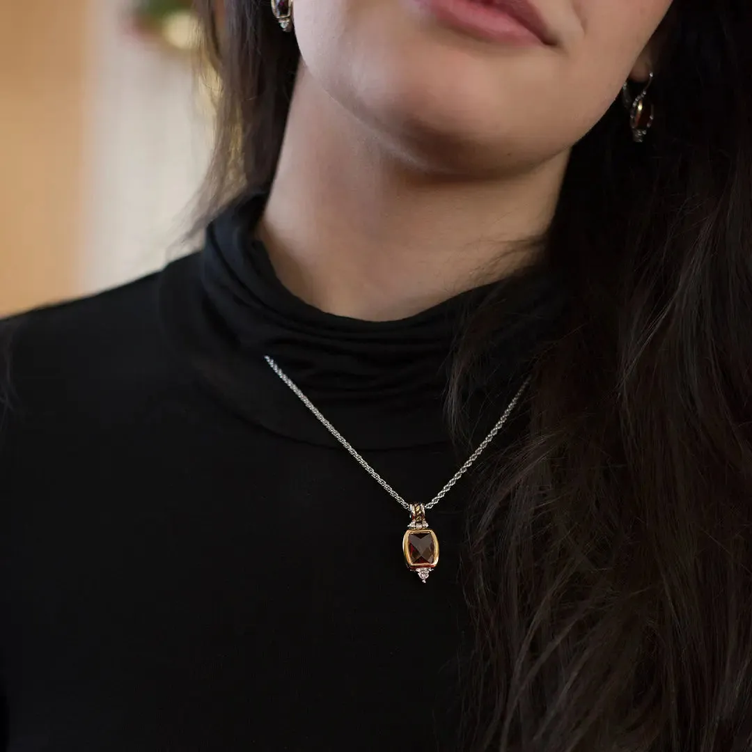Nouveau Collection - Barrel Cubic Zirconia Pendant with Chain