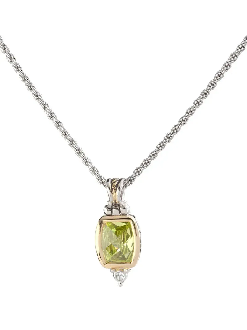 Nouveau Collection - Barrel Cubic Zirconia Pendant with Chain