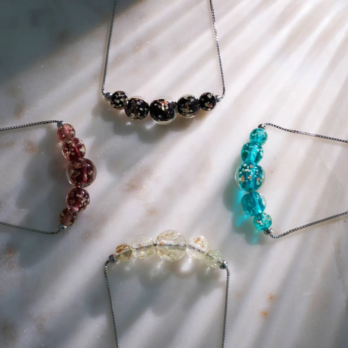 Obsidian | .925 Sterling Silver | Firefly Glass Infinity Clasp Anklet