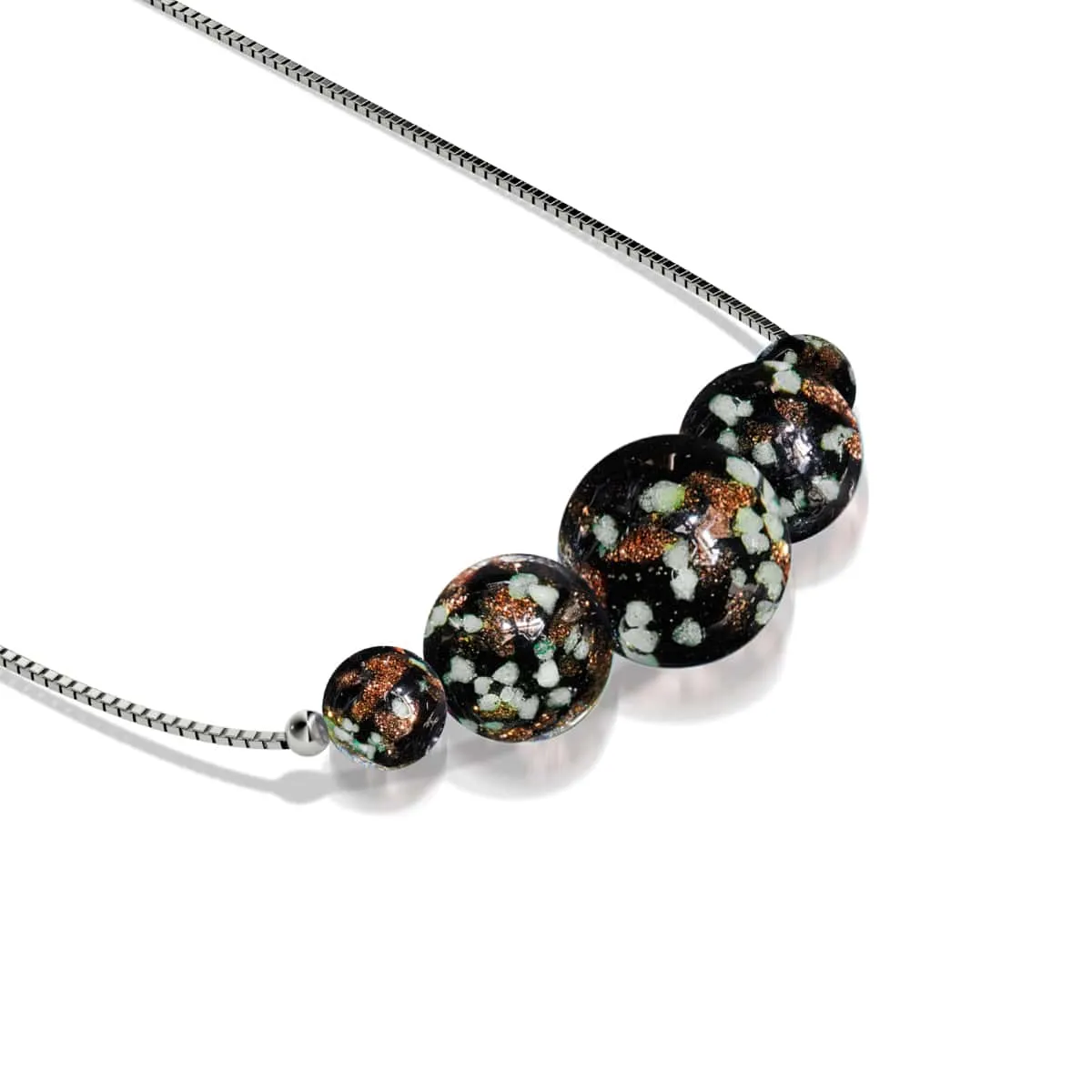 Obsidian | .925 Sterling Silver | Firefly Glass Infinity Clasp Anklet