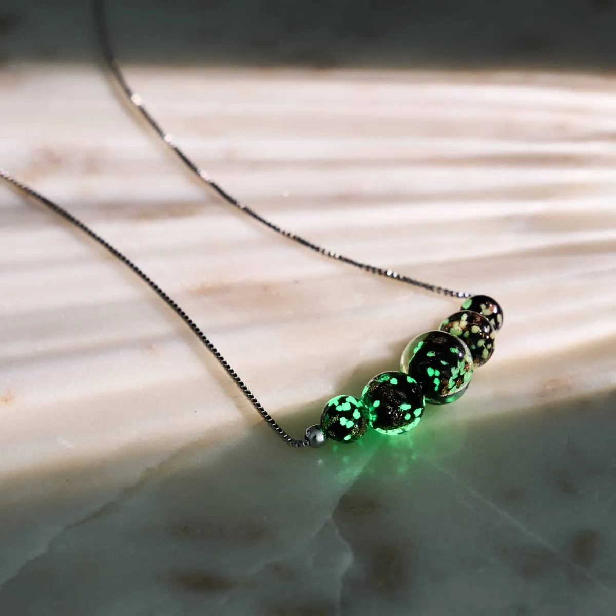 Obsidian | .925 Sterling Silver | Firefly Glass Infinity Clasp Anklet