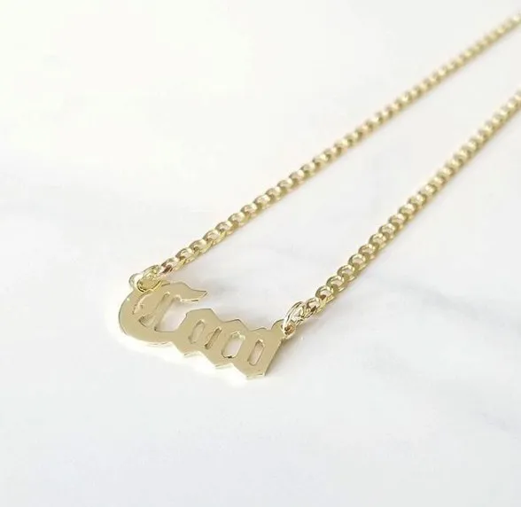 Old English Name Necklace with Curb Chain