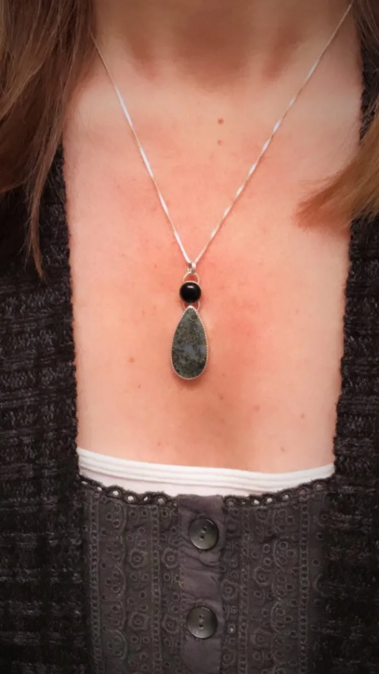 Onyx & Marcasite Pendant