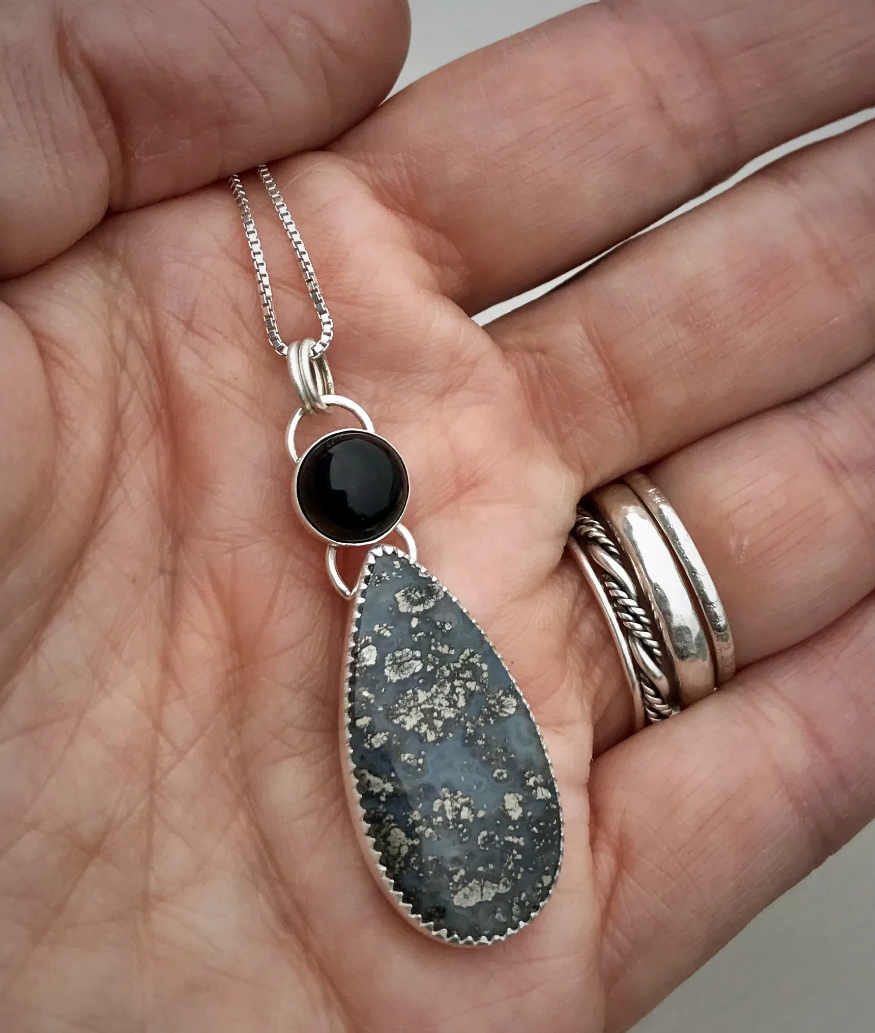 Onyx & Marcasite Pendant