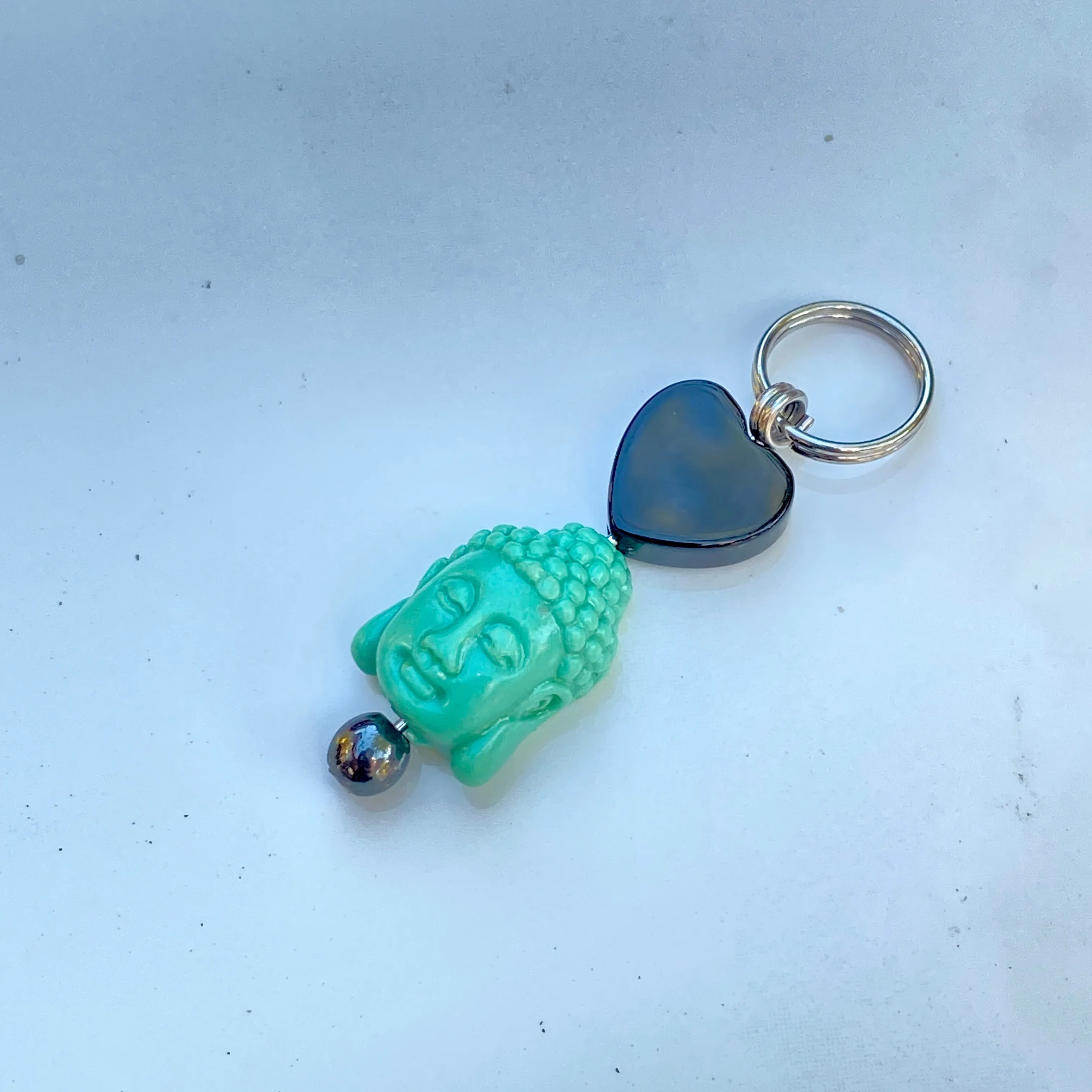 Onyx Gemstone & Carved Stone Buddha Head Pet Collar Charm