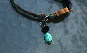 Onyx Gemstone & Carved Stone Buddha Head Pet Collar Charm