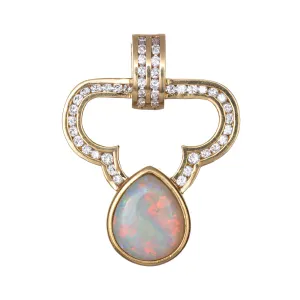 Opal 1ct Diamond Large Pendant Vintage 18k Yellow Gold Large Enhancer Jewelry