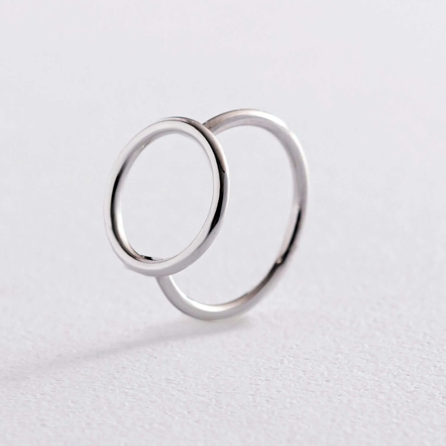 Open Circle Wire Ring in Sterling Silver Geometric Jewelry