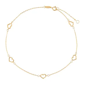 Open Heart Anklet 14K