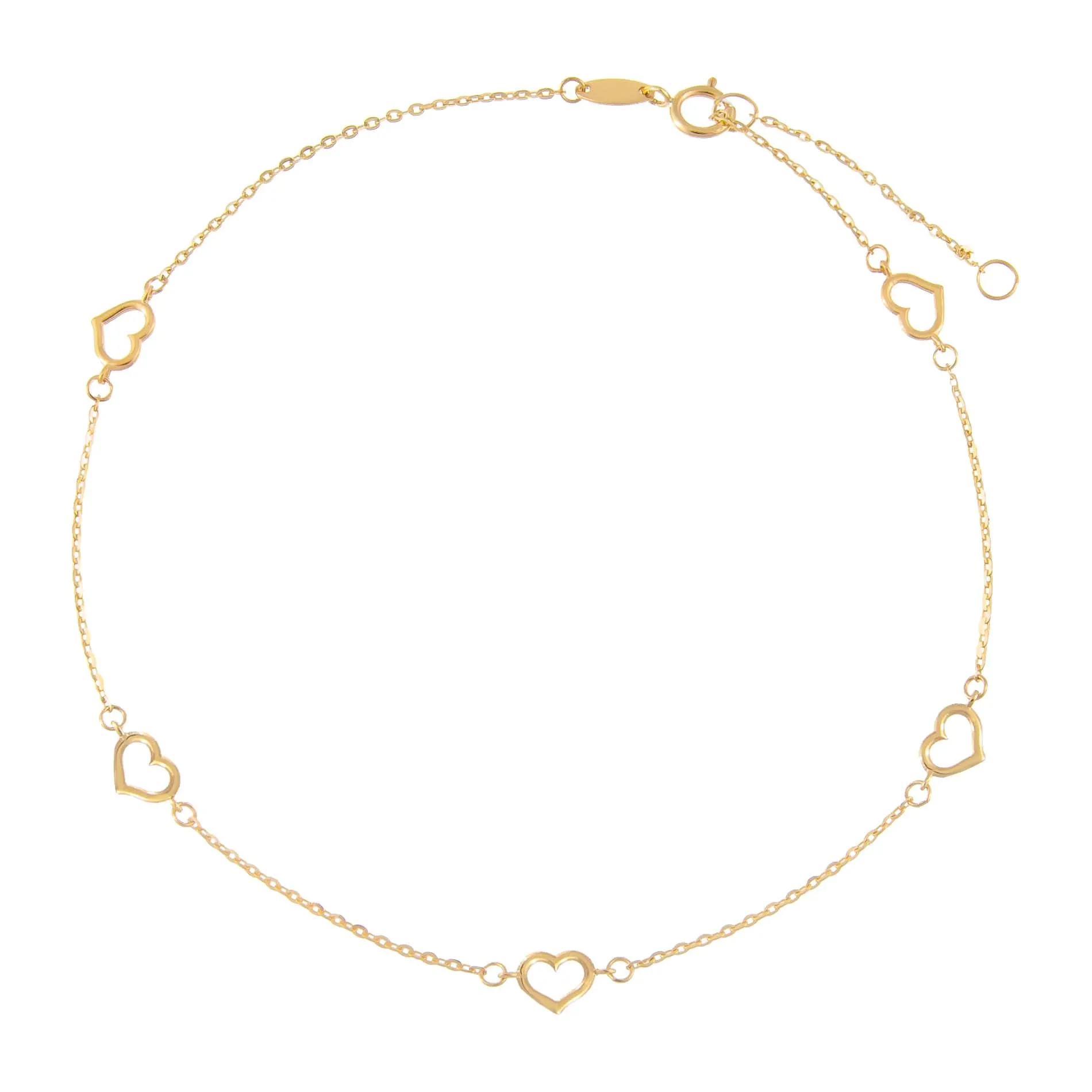 Open Heart Anklet 14K