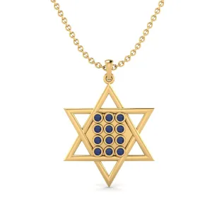 Open Star Natural Blue Sapphire Dainty Necklace 9k Yellow Gold Plated Engagement Pendant