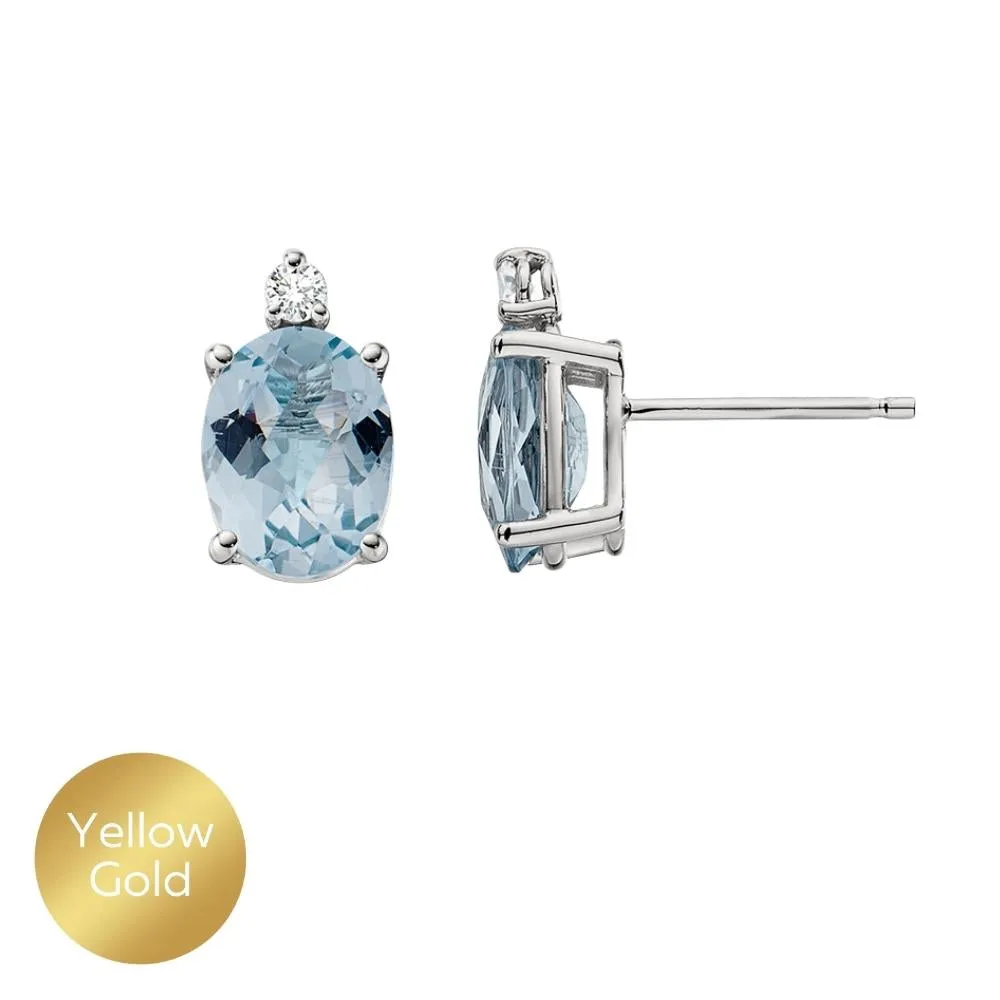 Oval Checkerboard Cut Gemstone Diamond Earrings