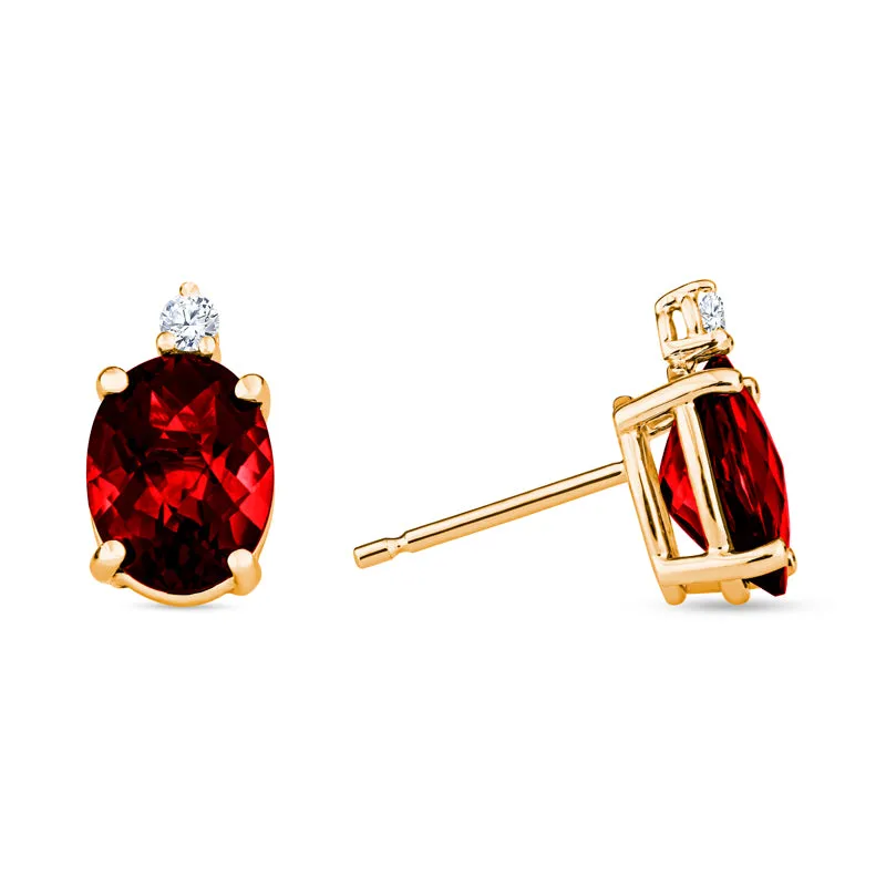 Oval Checkerboard Cut Gemstone Diamond Earrings