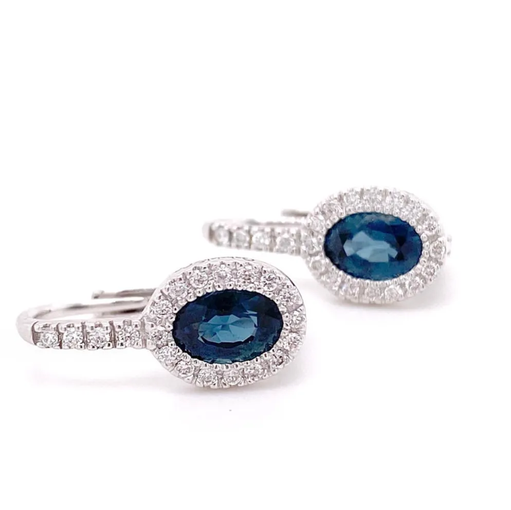 Oval Sapphire Diamond Dangle Earrings
