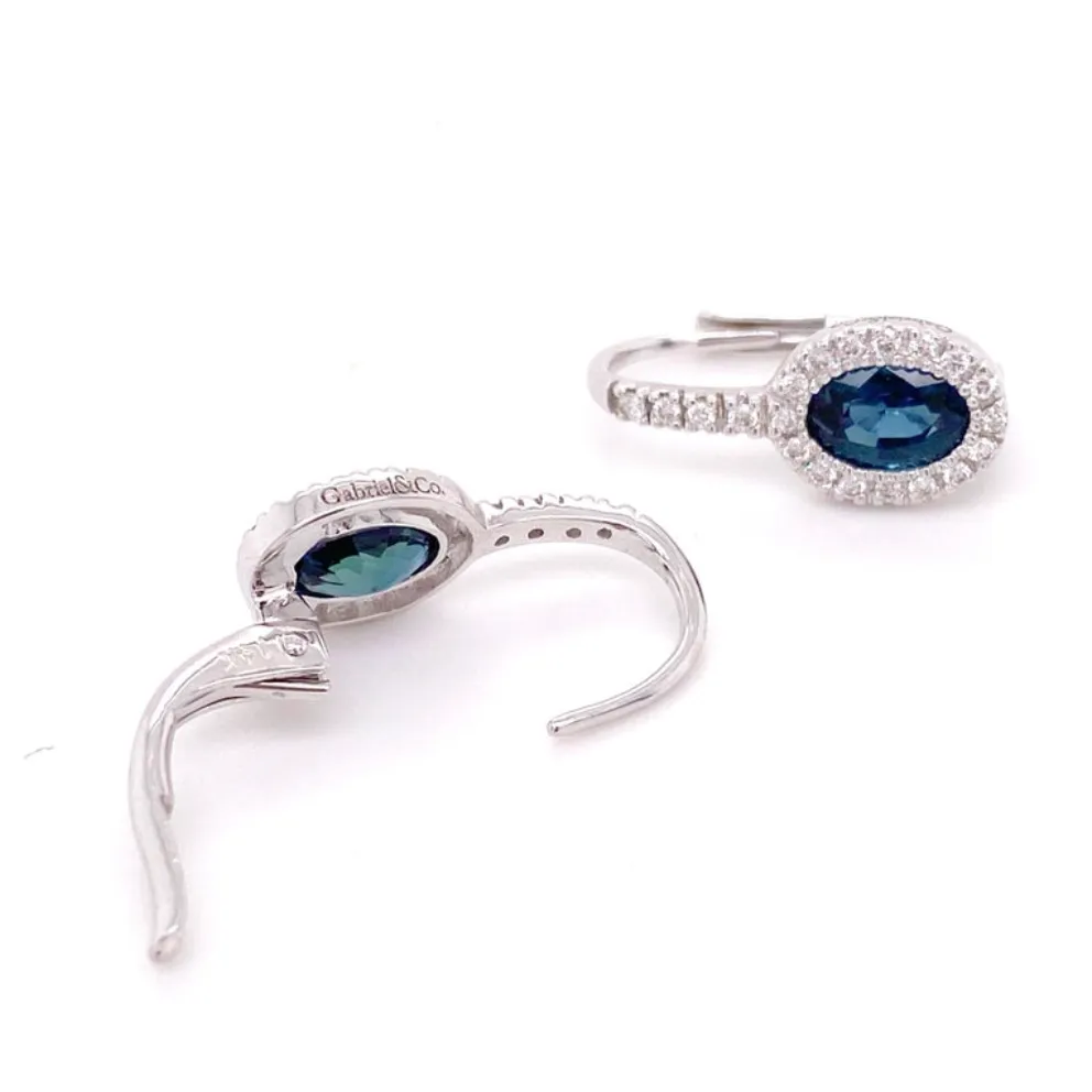 Oval Sapphire Diamond Dangle Earrings