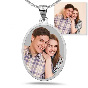 Oval with Thin Border Photo Pendant Charm Jewelry