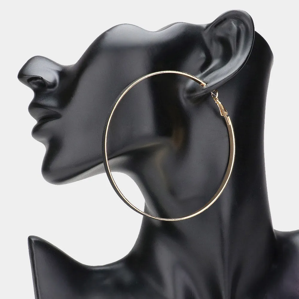 Oversized Black Glittered Hoop Fun Fashion Earrings | 3.1" | Hoop Earrings |  634145