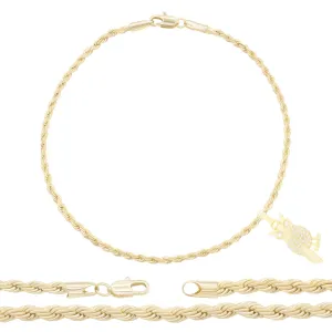 Owl Pendant 14K Anklet Gold Filled Cubic Zirconia Charm Rope Chain Set 10" WomenJewelry