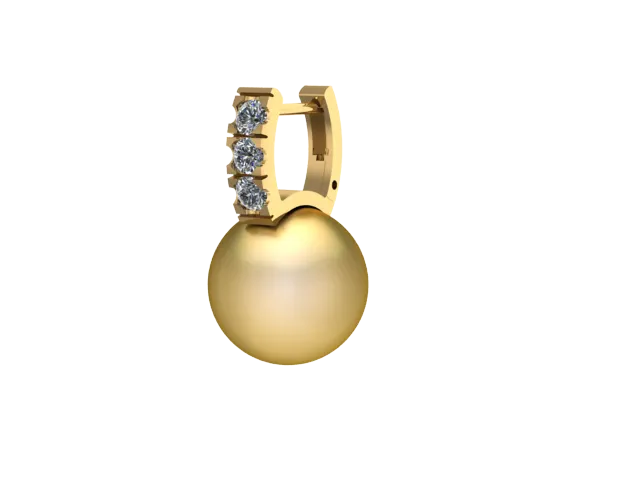 P2104 - 3 Stone Pearl Hoop Earrings