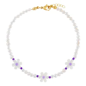 Pastel Daisy Beaded Anklet