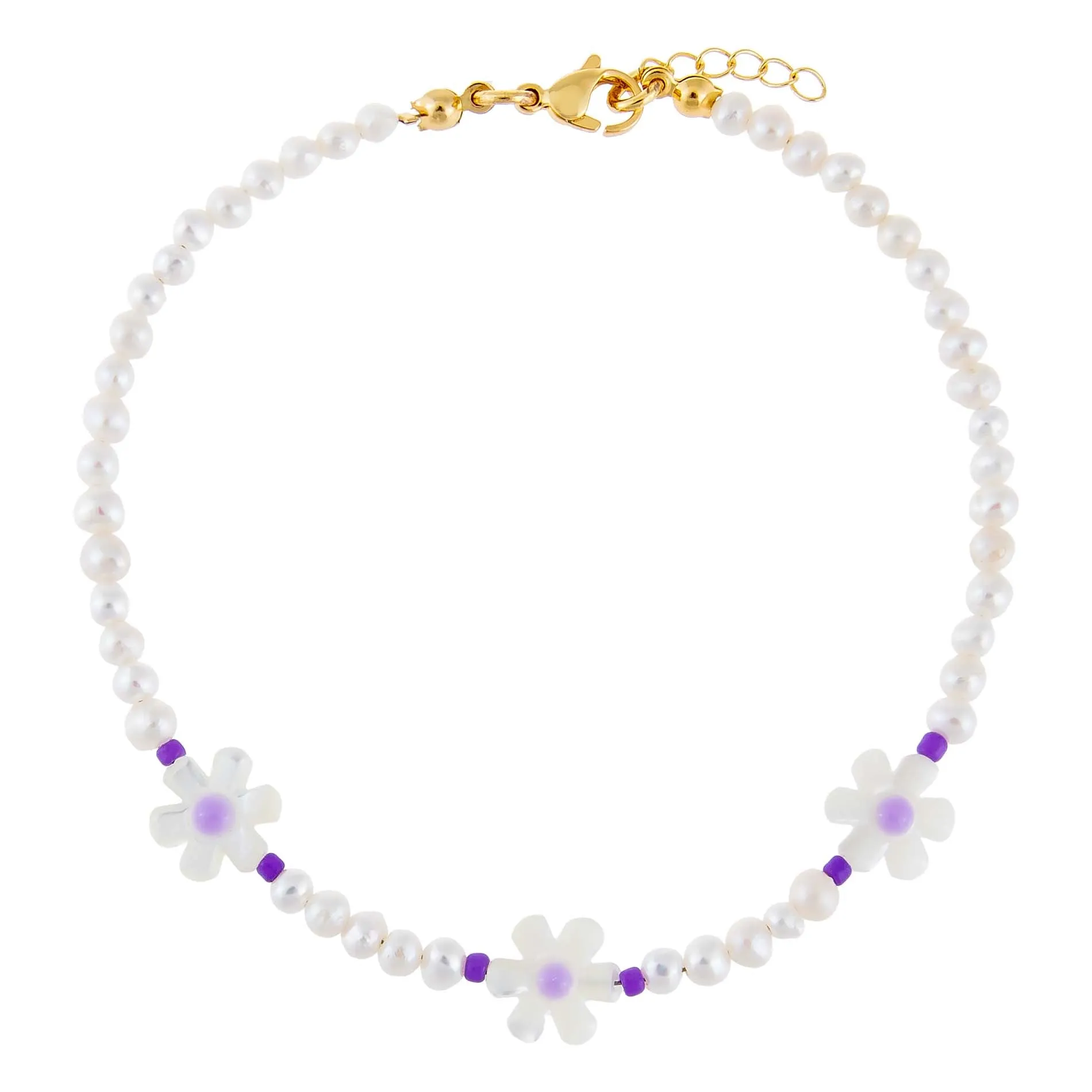 Pastel Daisy Beaded Anklet
