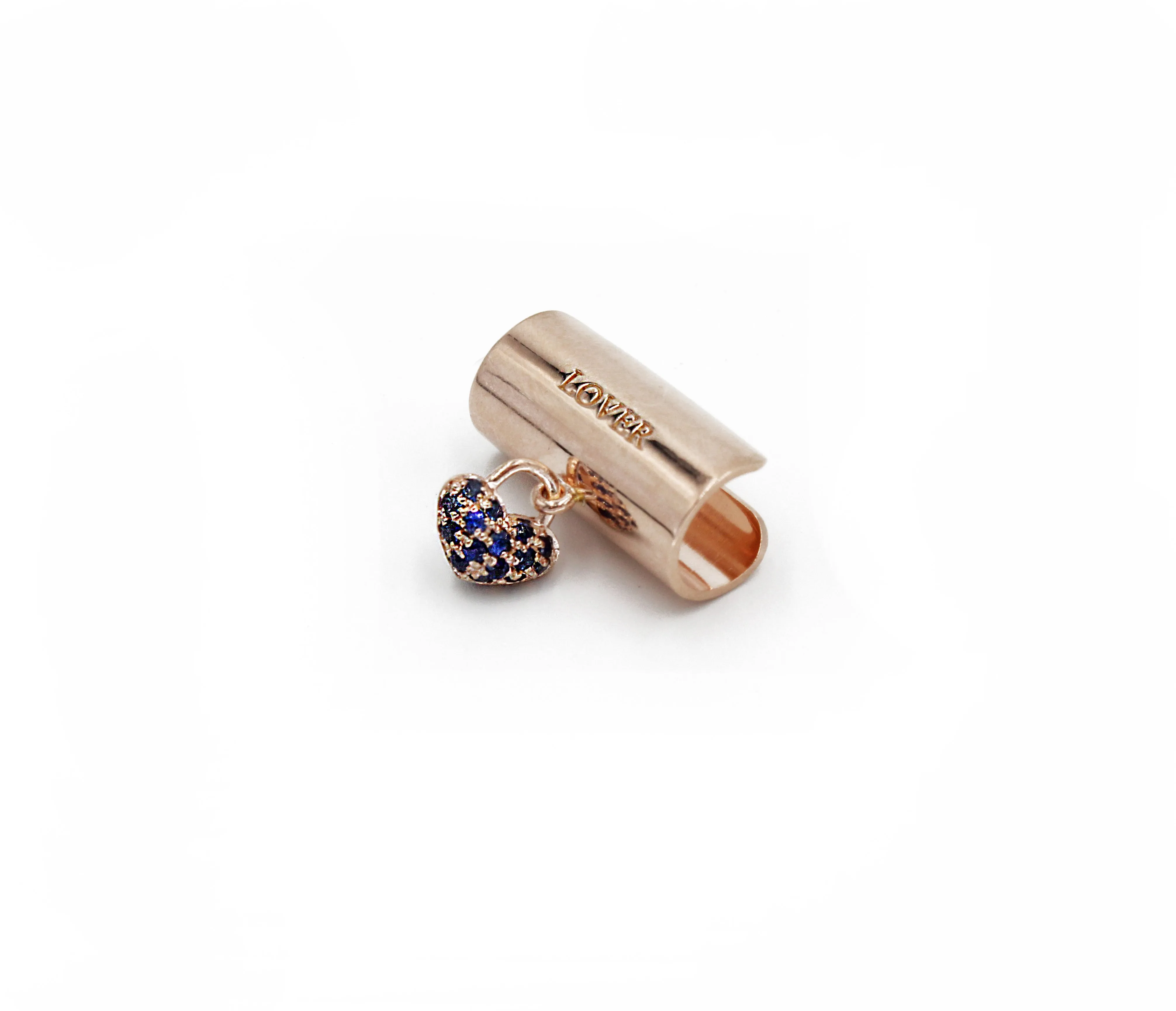 Pavé Sapphire Heart Ear Cuff