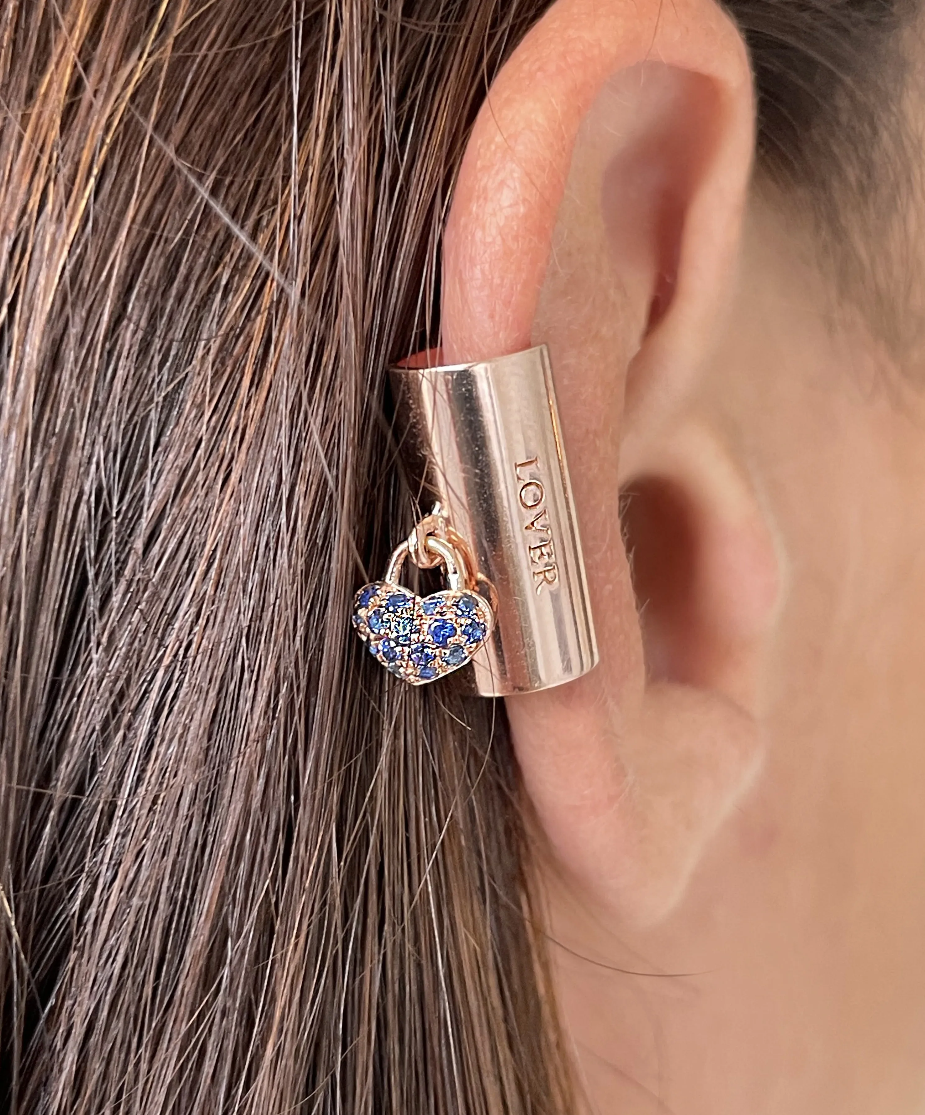 Pavé Sapphire Heart Ear Cuff