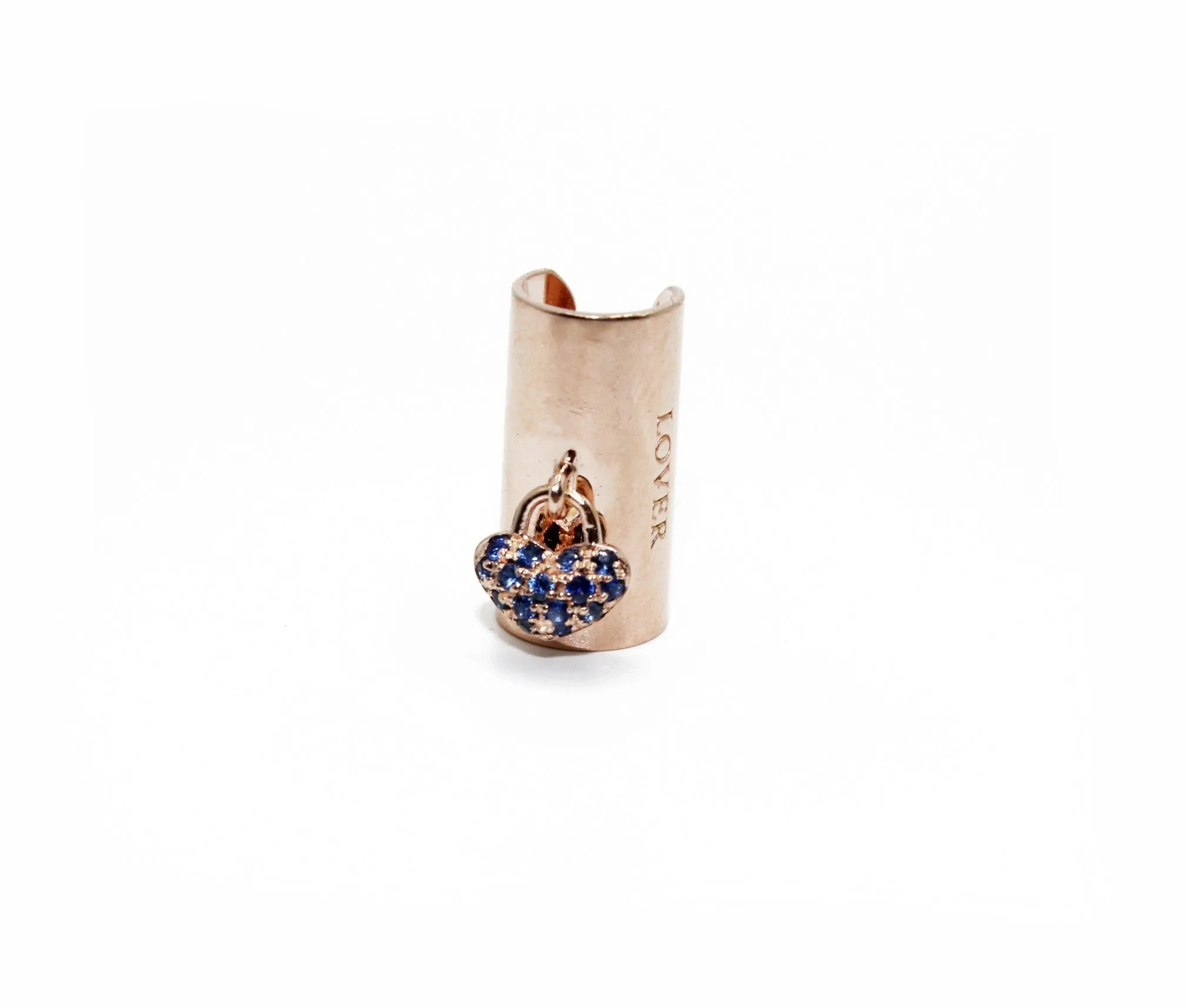 Pavé Sapphire Heart Ear Cuff