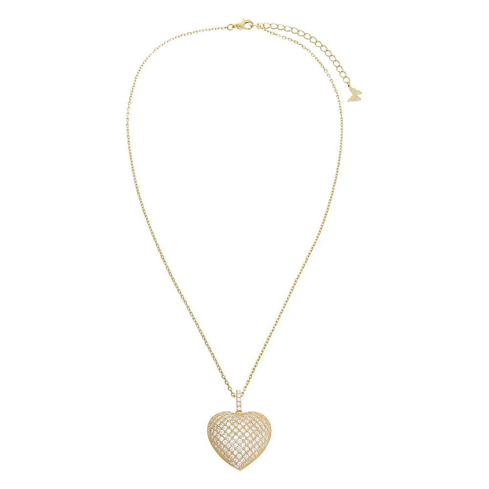 Pavé Slightly Puffed Heart Necklace