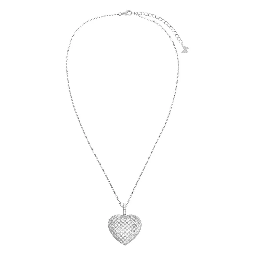 Pavé Slightly Puffed Heart Necklace