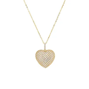 Pavé Slightly Puffed Heart Necklace