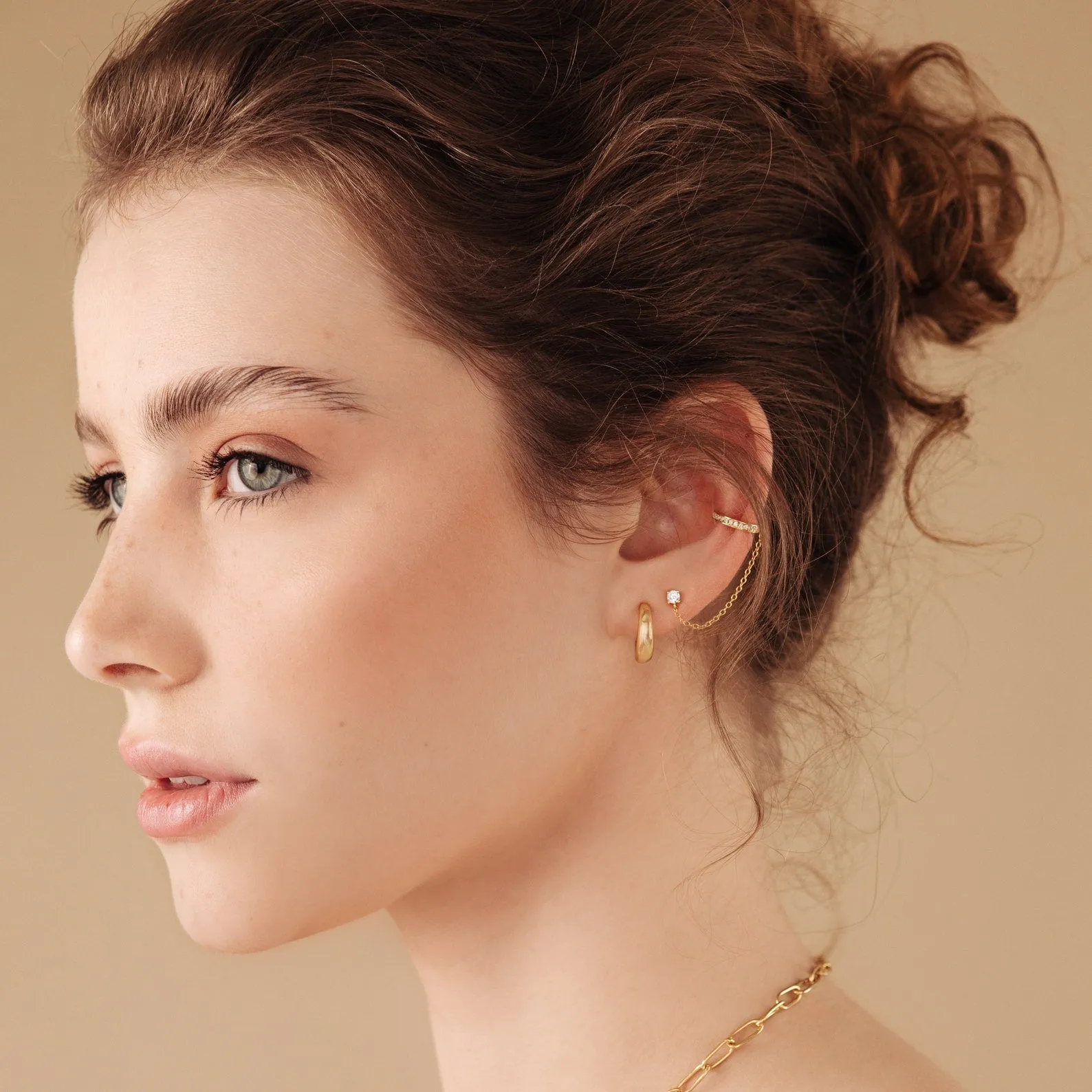 Pave Chain Ear Cuffs in Sterling Silver