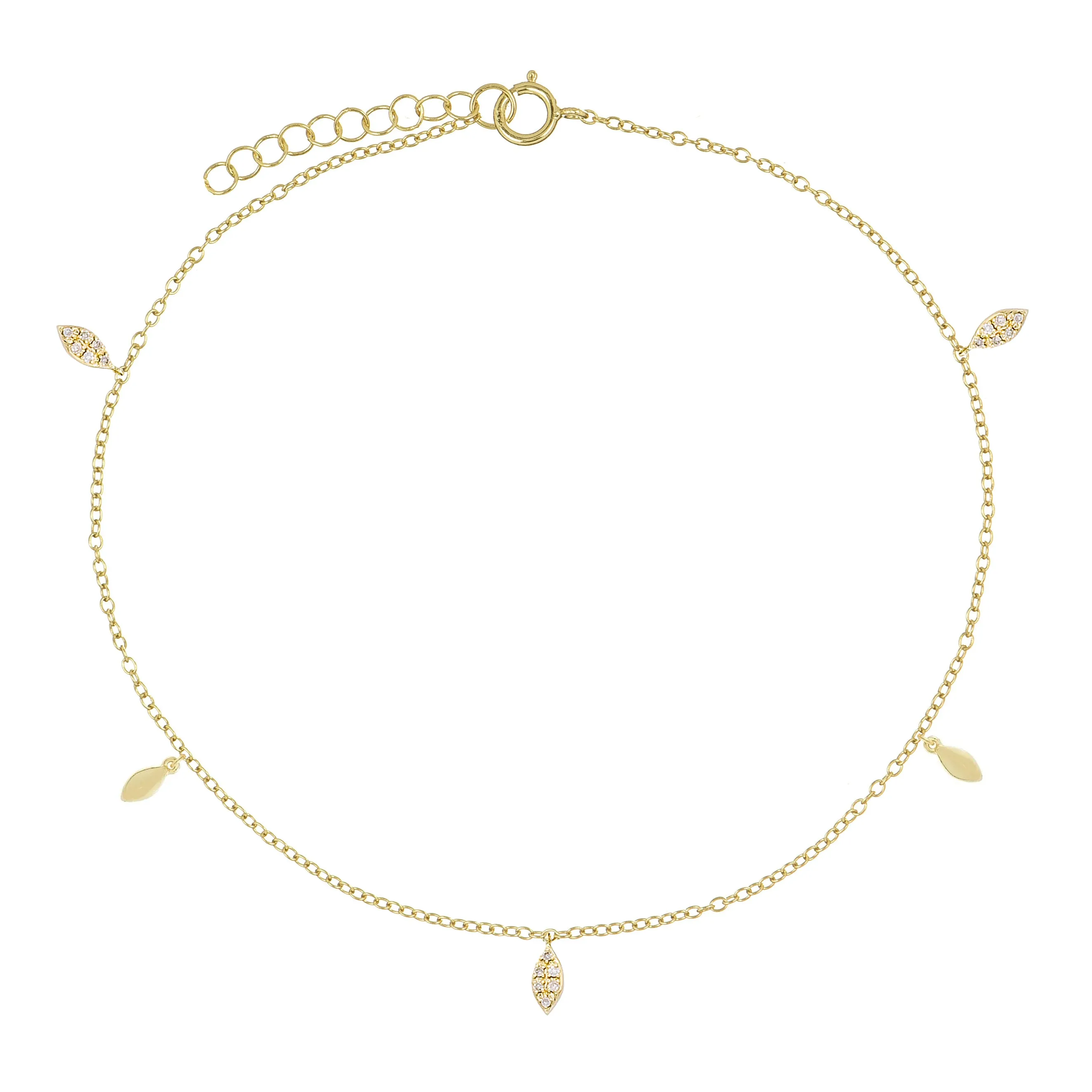 Pavé/Solid Teardrop Anklet