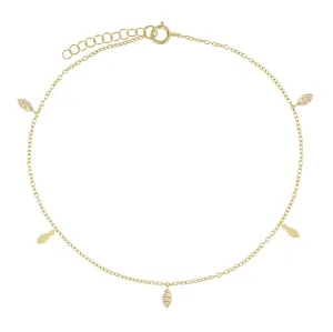 Pavé/Solid Teardrop Anklet