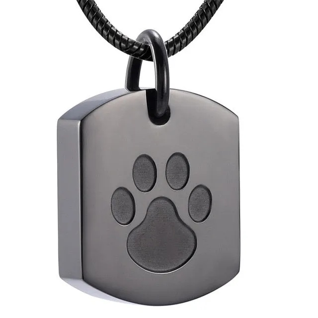 Paw Print Pet Memorial Urn Pendant Necklace