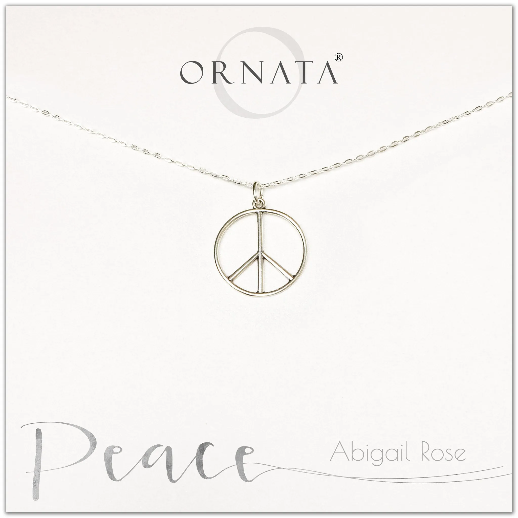 “Peace” Sterling Silver Necklace on Personalized Jewelry Card