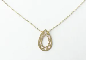 Pear Cut Gem Necklace | Brass