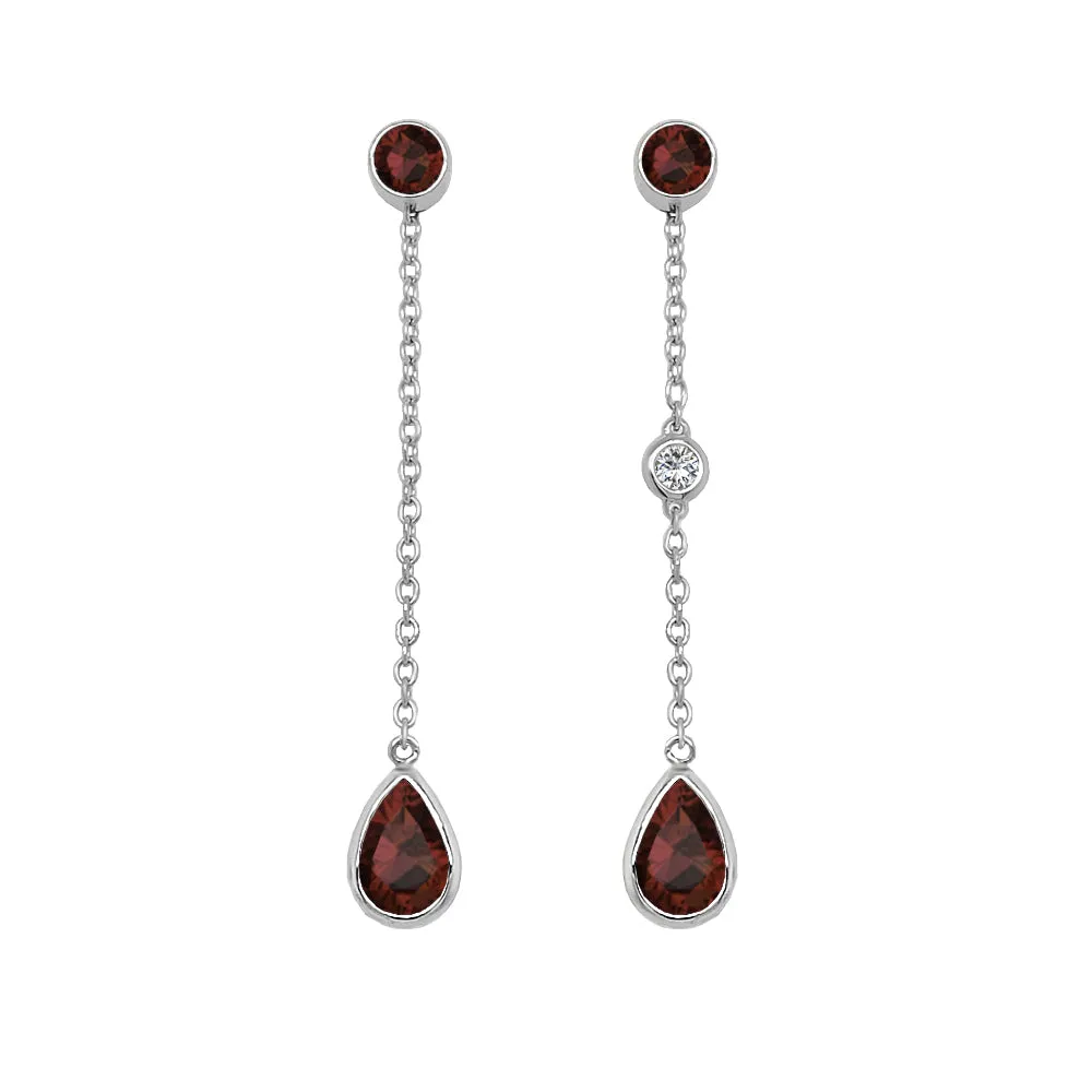 Pear Shape Gemstone & 0.04Ct Diamond Mismatched Earring Set in 14K Gold