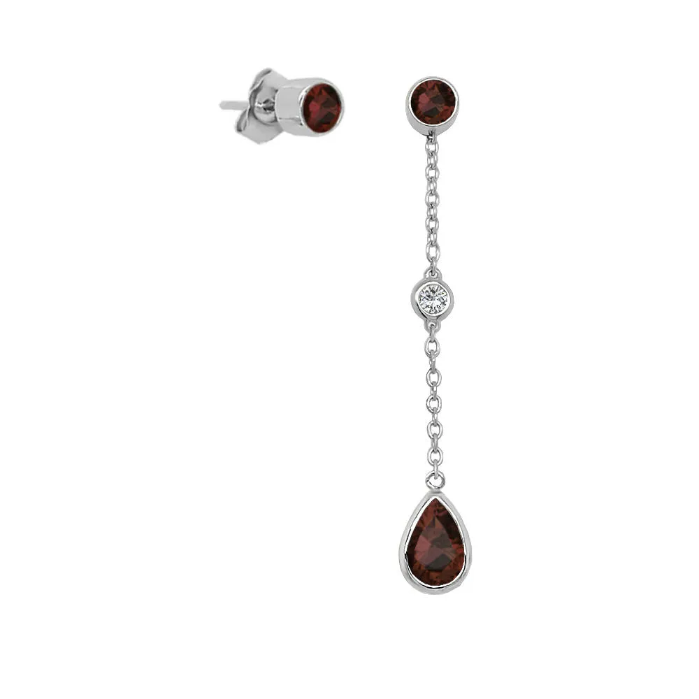Pear Shape Gemstone & 0.04Ct Diamond Mismatched Earring Set in 14K Gold