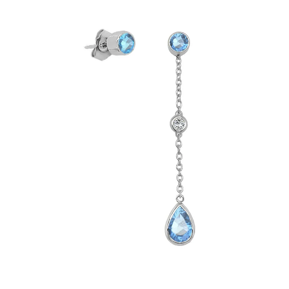 Pear Shape Gemstone & 0.04Ct Diamond Mismatched Earring Set in 14K Gold