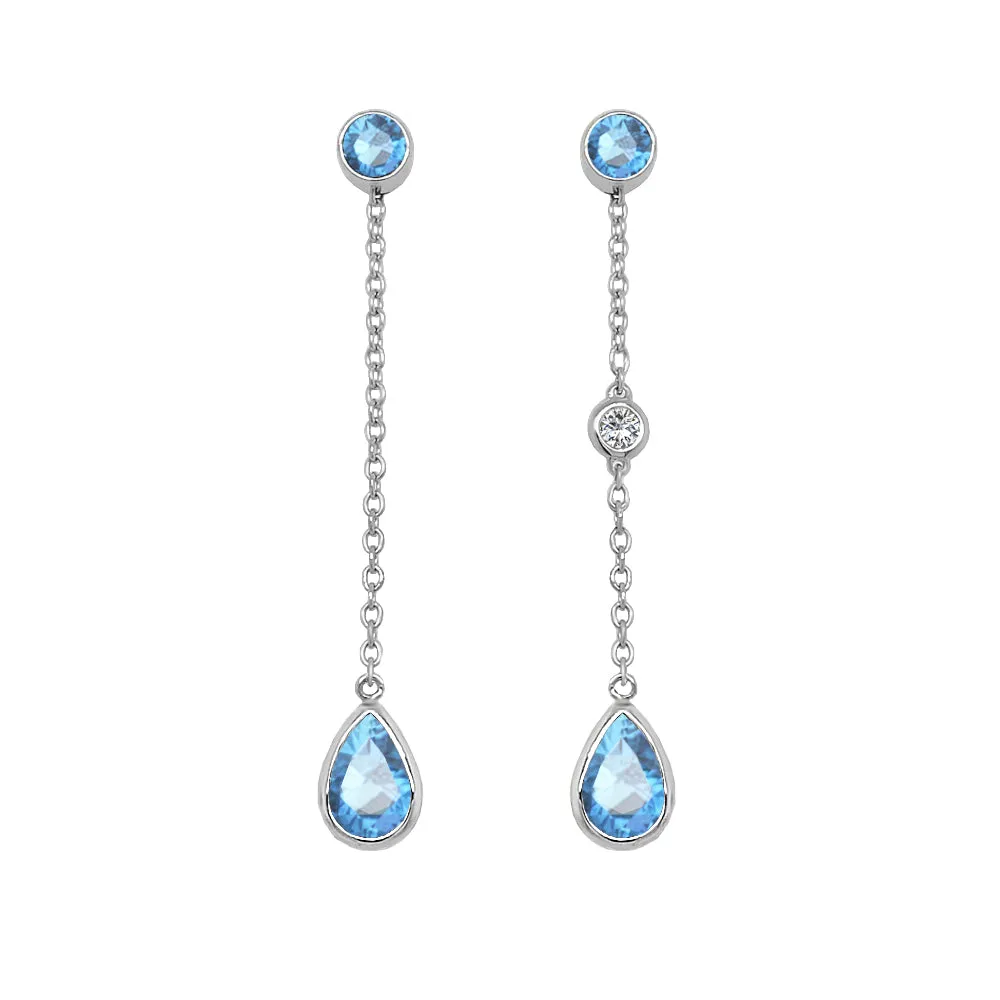 Pear Shape Gemstone & 0.04Ct Diamond Mismatched Earring Set in 14K Gold