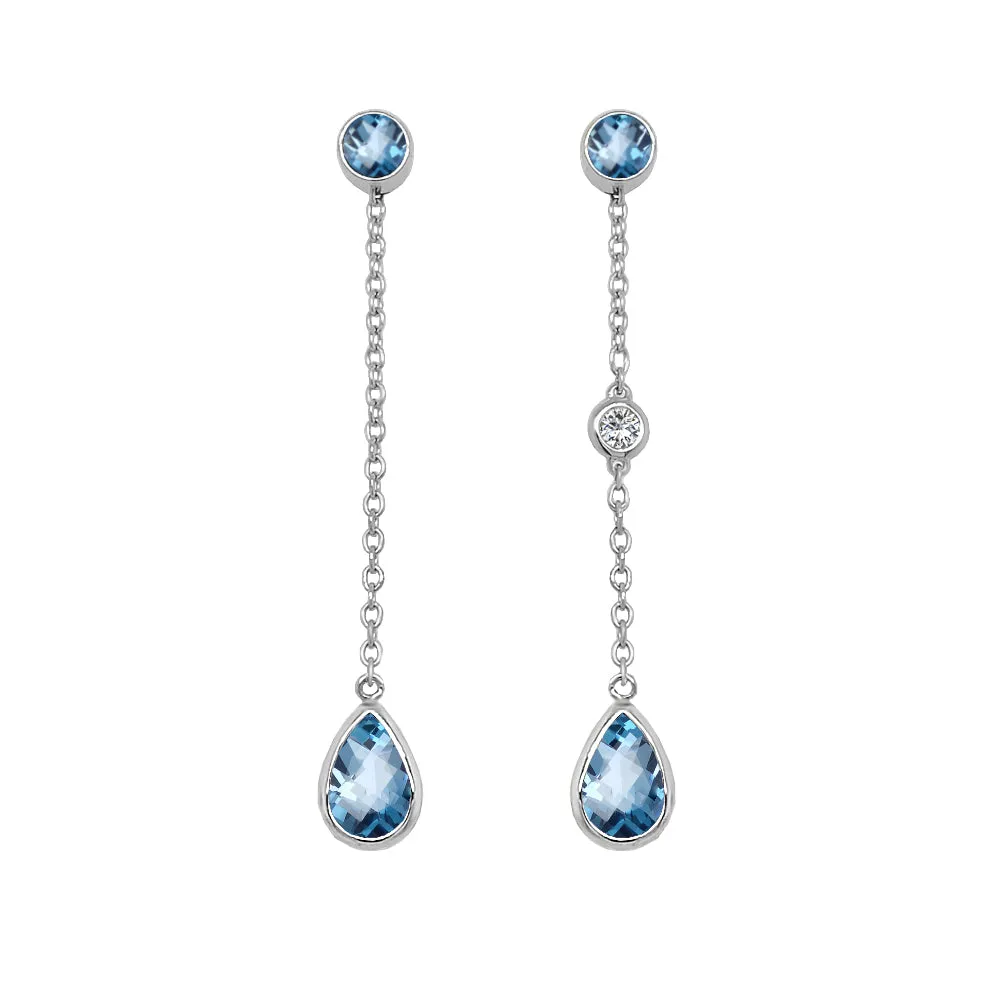 Pear Shape Gemstone & 0.04Ct Diamond Mismatched Earring Set in 14K Gold