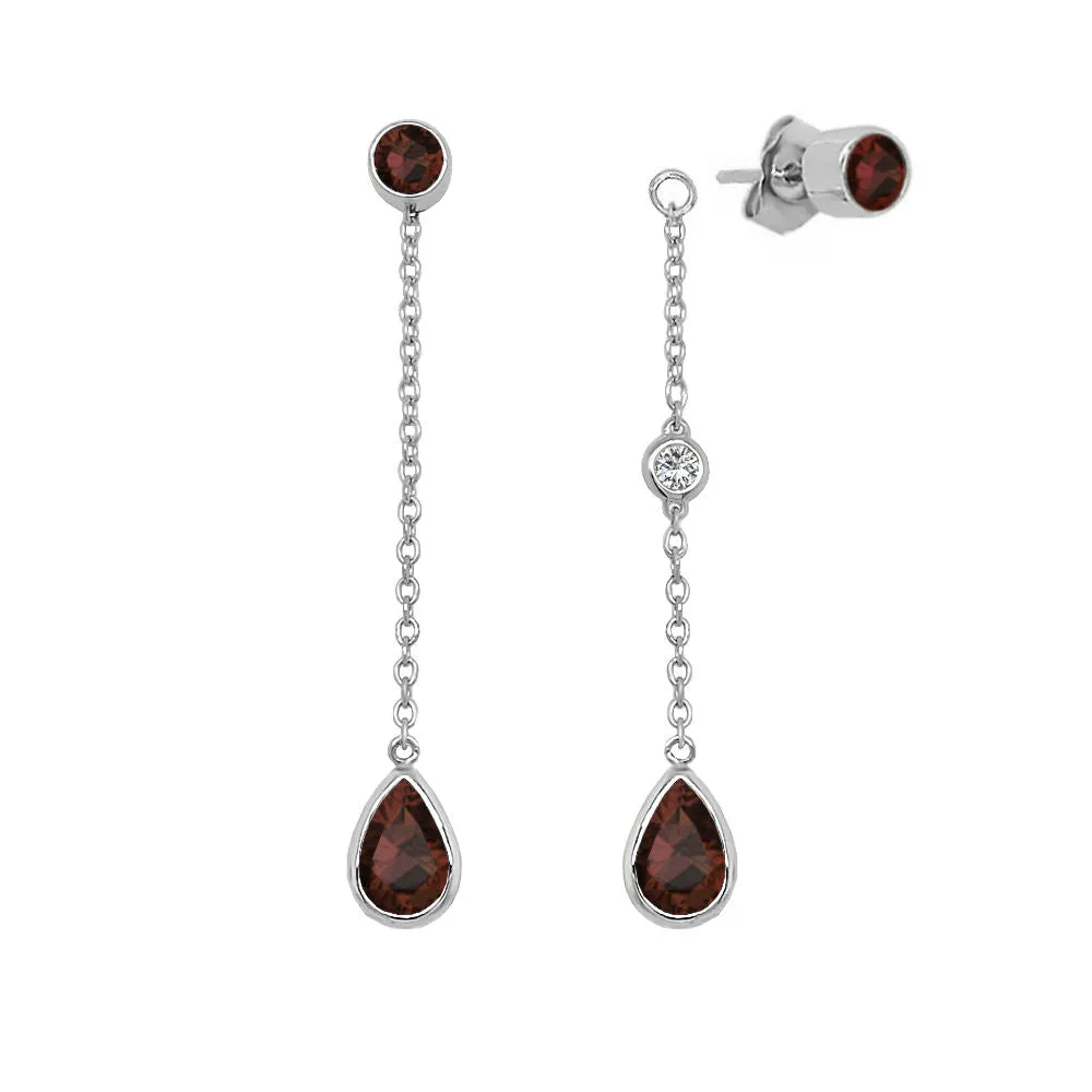 Pear Shape Gemstone & 0.04Ct Diamond Mismatched Earring Set in 14K Gold