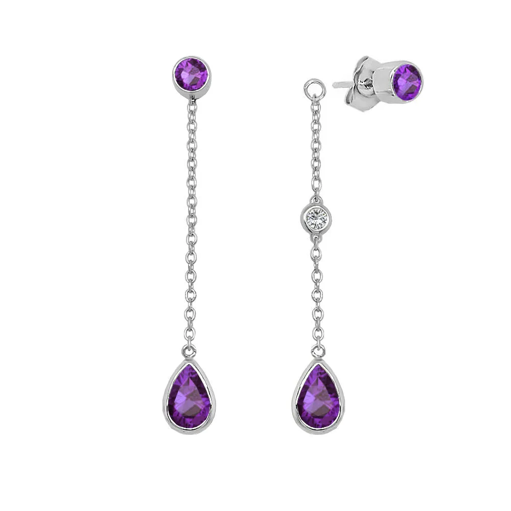 Pear Shape Gemstone & 0.04Ct Diamond Mismatched Earring Set in 14K Gold