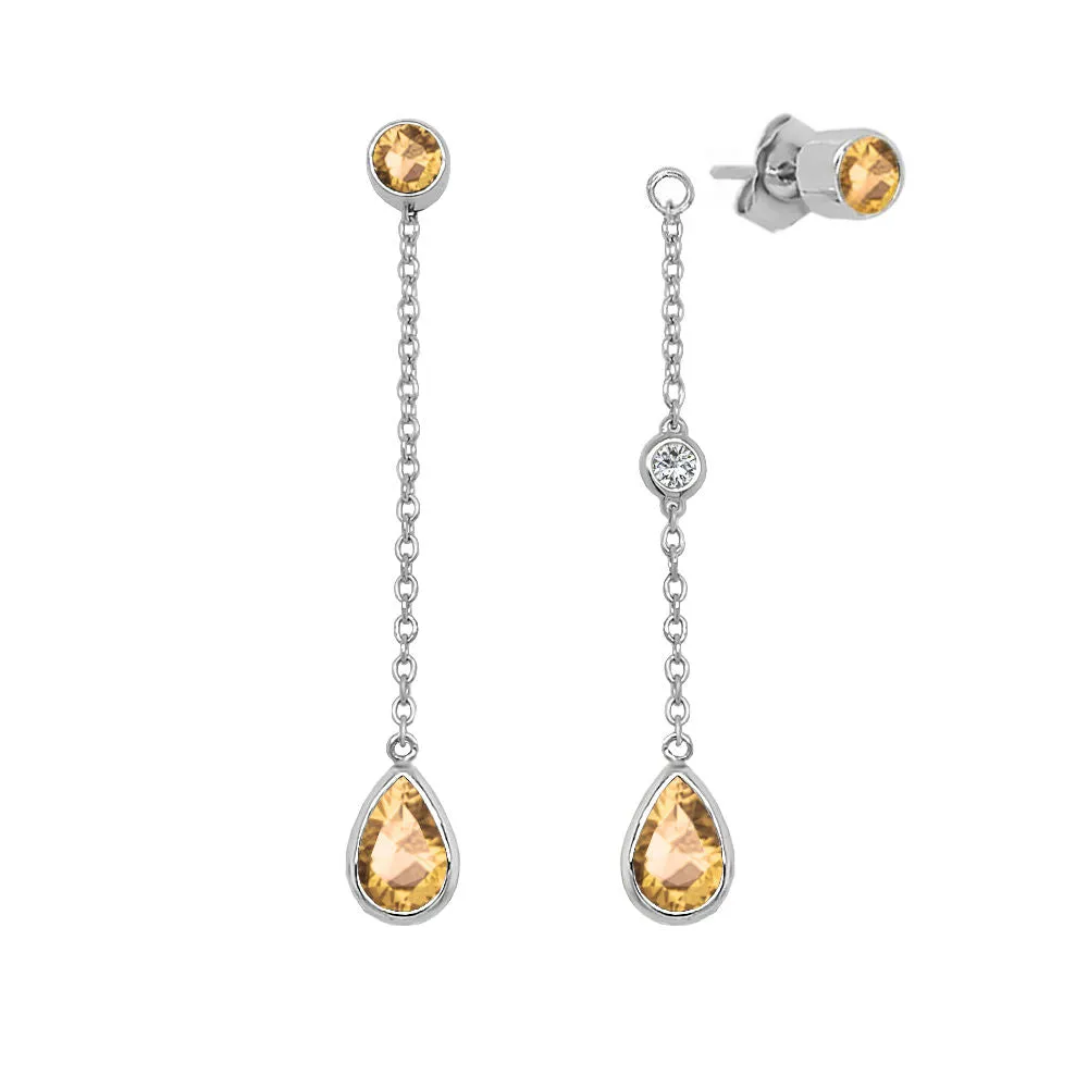 Pear Shape Gemstone & 0.04Ct Diamond Mismatched Earring Set in 14K Gold